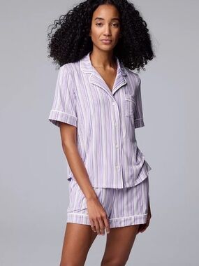 Simply Vera Vera Wang Lavender & White Striped Short Pajama Set
